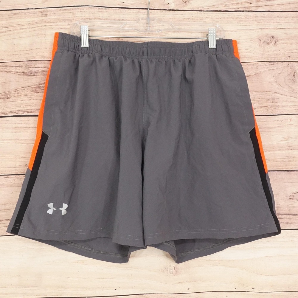 Under Armour HeatGear Shorts Mens XL Gray Athletic Lined 7 Inseam Running Gym